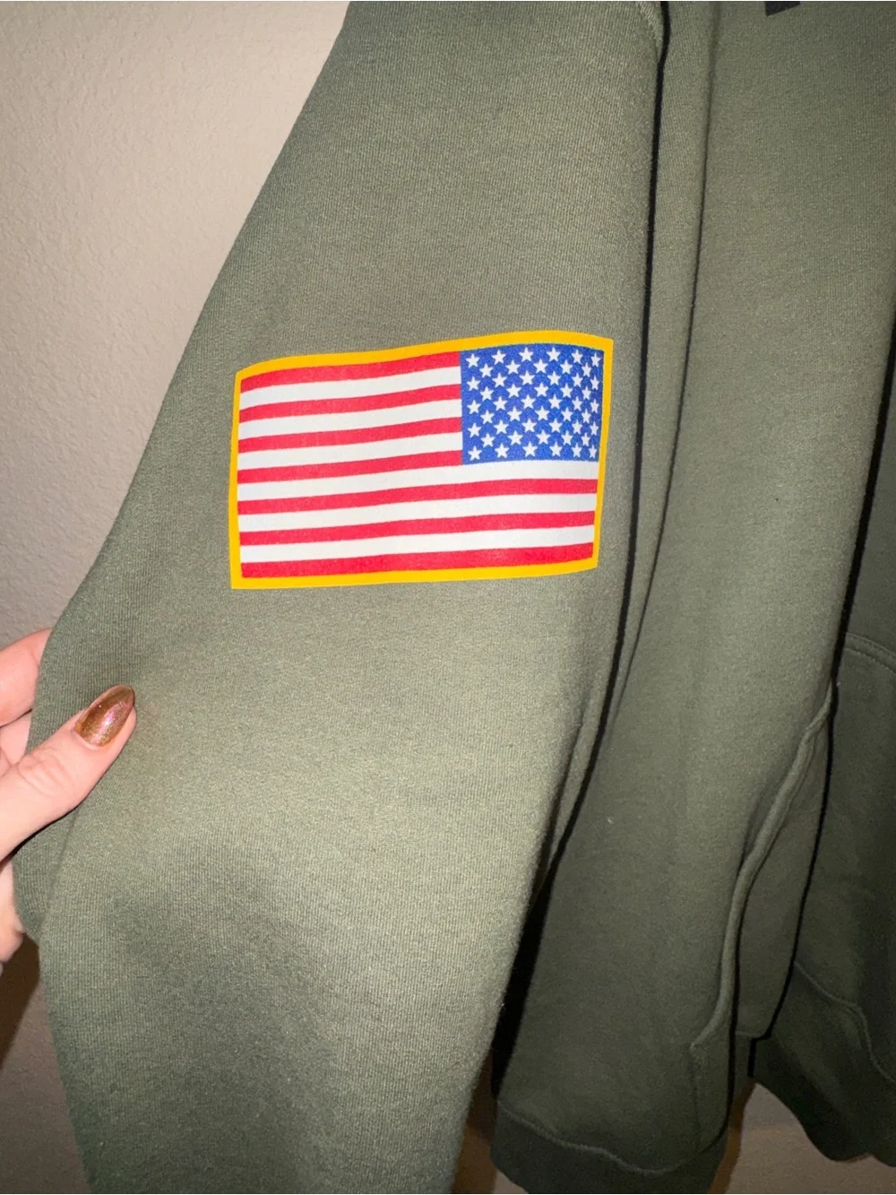 Grunt Style Patriot Hoodie - Military Green with Black Print (2XL)